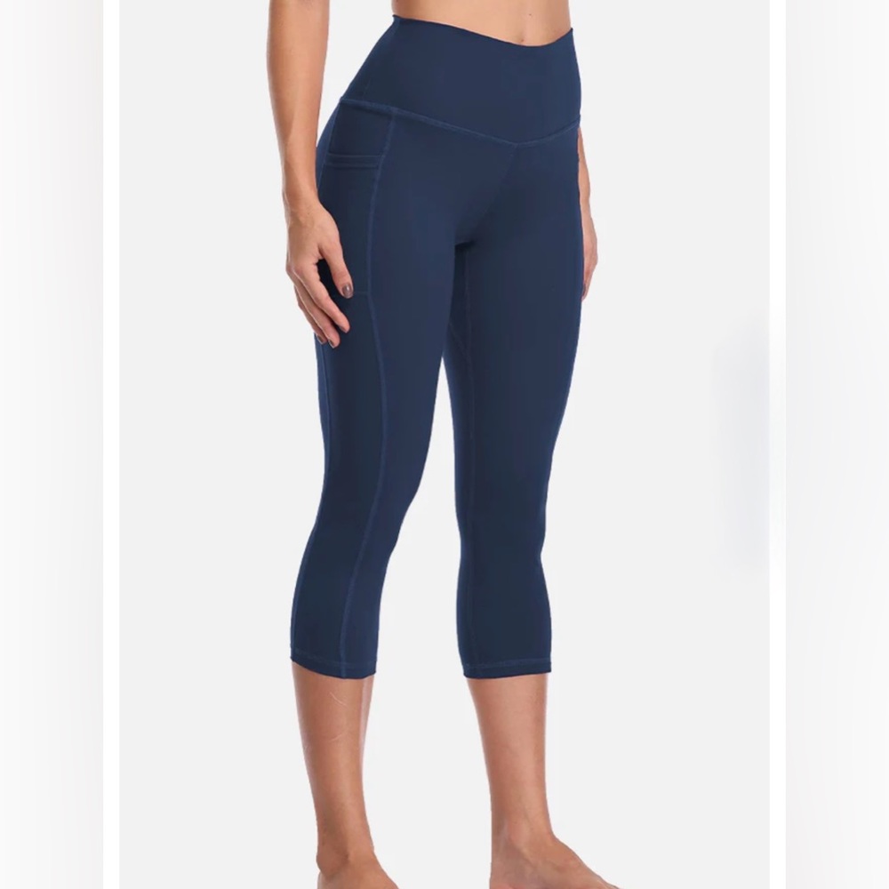 ColorfulKoala Essential Crop Legging with Pockets 21” Inseam Navy Blue Small - Picture 2 of 8